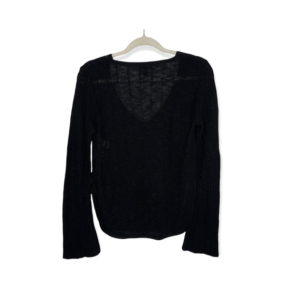 EXPRESS Black V-Neck Sweater with Lace Up Slide Slits S - Picture 5 of 7
